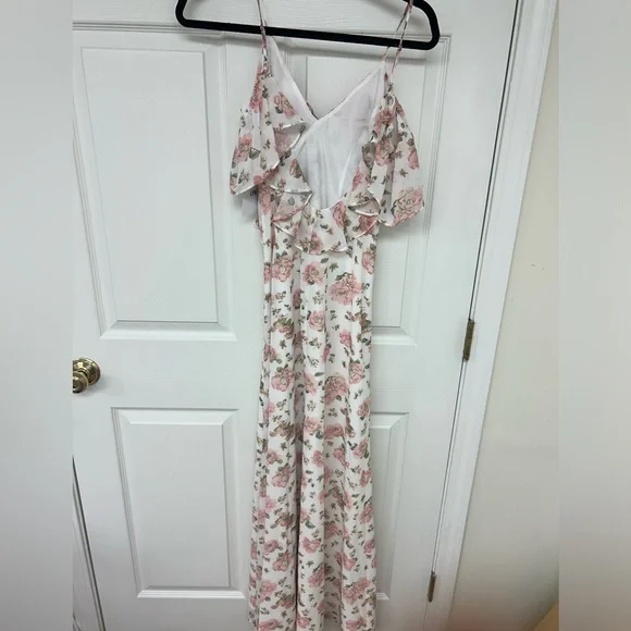 LPA Ruffle Neckline Adjustable Strap Maxi Dress NWT XXS - Picture 4 of 10